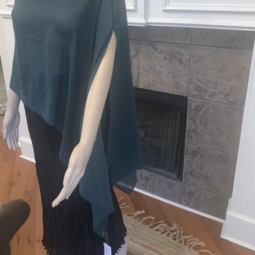 NWT Eileen Fisher Pine Sheer Silk Georgette Wrap Scarf OS/TU - Picture 9 of 11